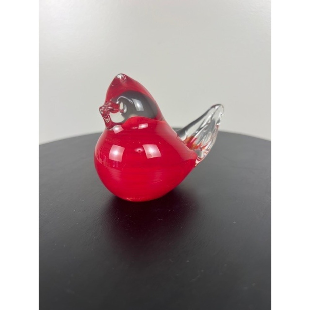 Prestige Art Glass Cardinal Bird Figurine Red Hand Blown Glass 3.5 Inch